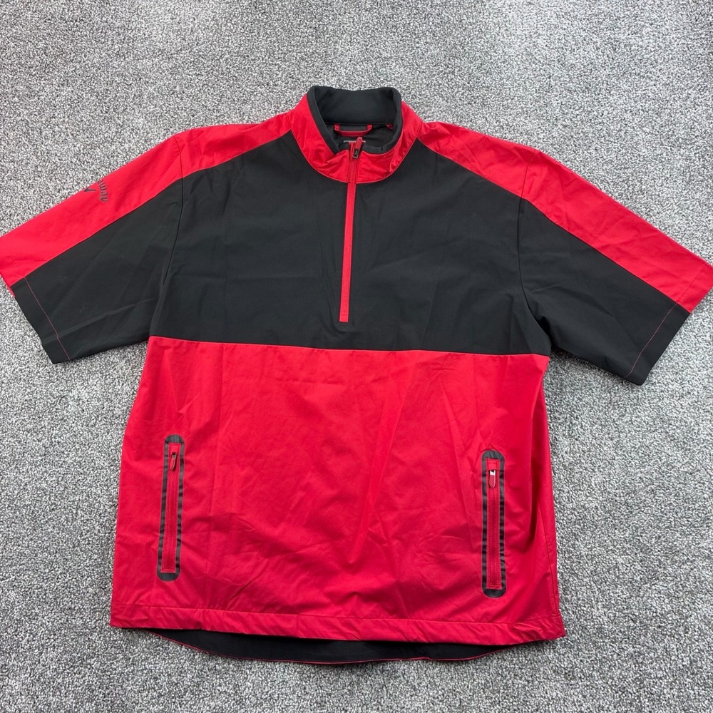 Callaway Weather Series Golf Pullover Mens XL Red Black Short Sleeve 1/4 Zip